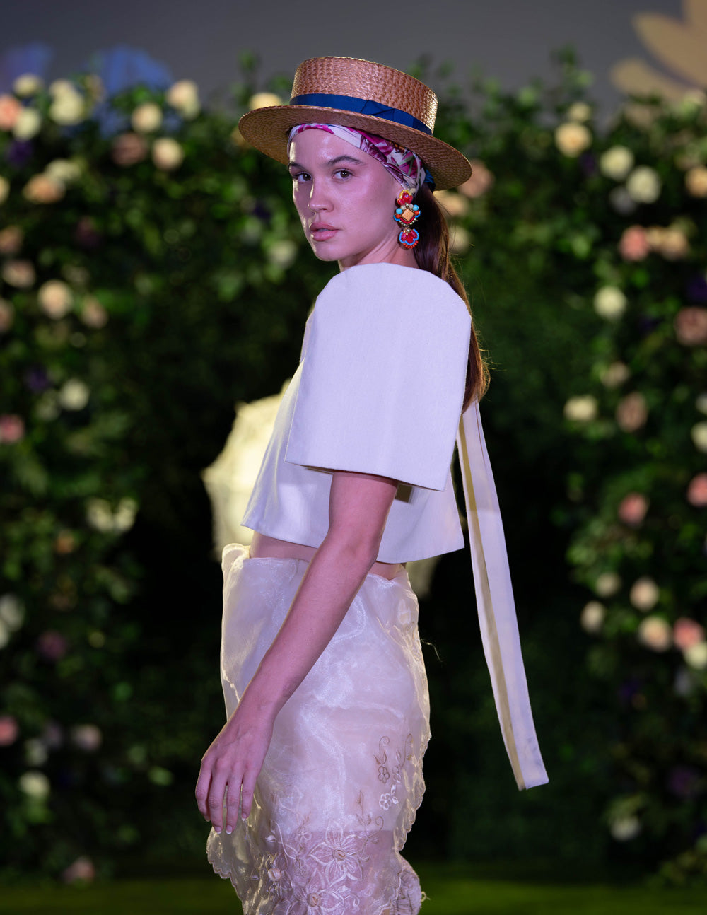 'Nida' Modern Filipiniana Top (Oat)