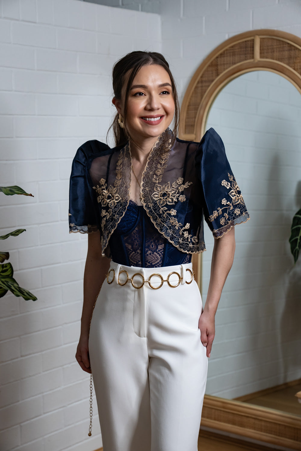 'Luisa' Bolero Filipiniana Sleeves (Navy)