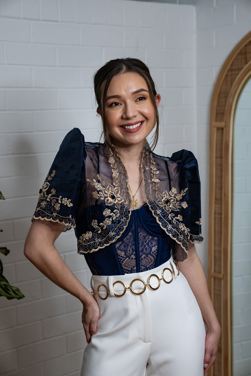 'Luisa' Bolero Filipiniana Sleeves (Navy)
