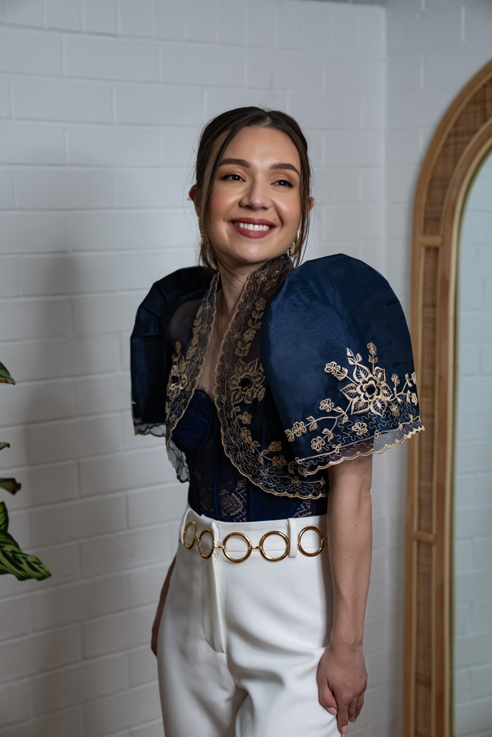 'Luisa' Bolero Filipiniana Sleeves (Navy)