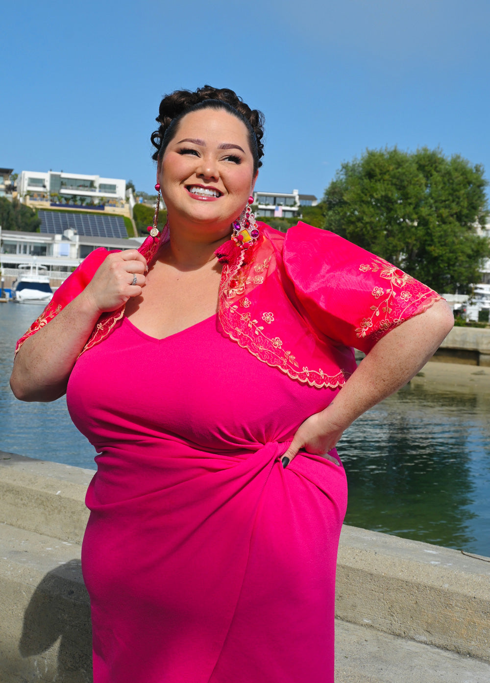 'Luisa' Bolero Filipiniana Sleeves (Pink)