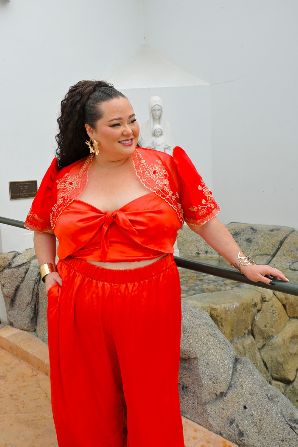 'Luisa' Bolero Filipiniana Sleeves (Red)