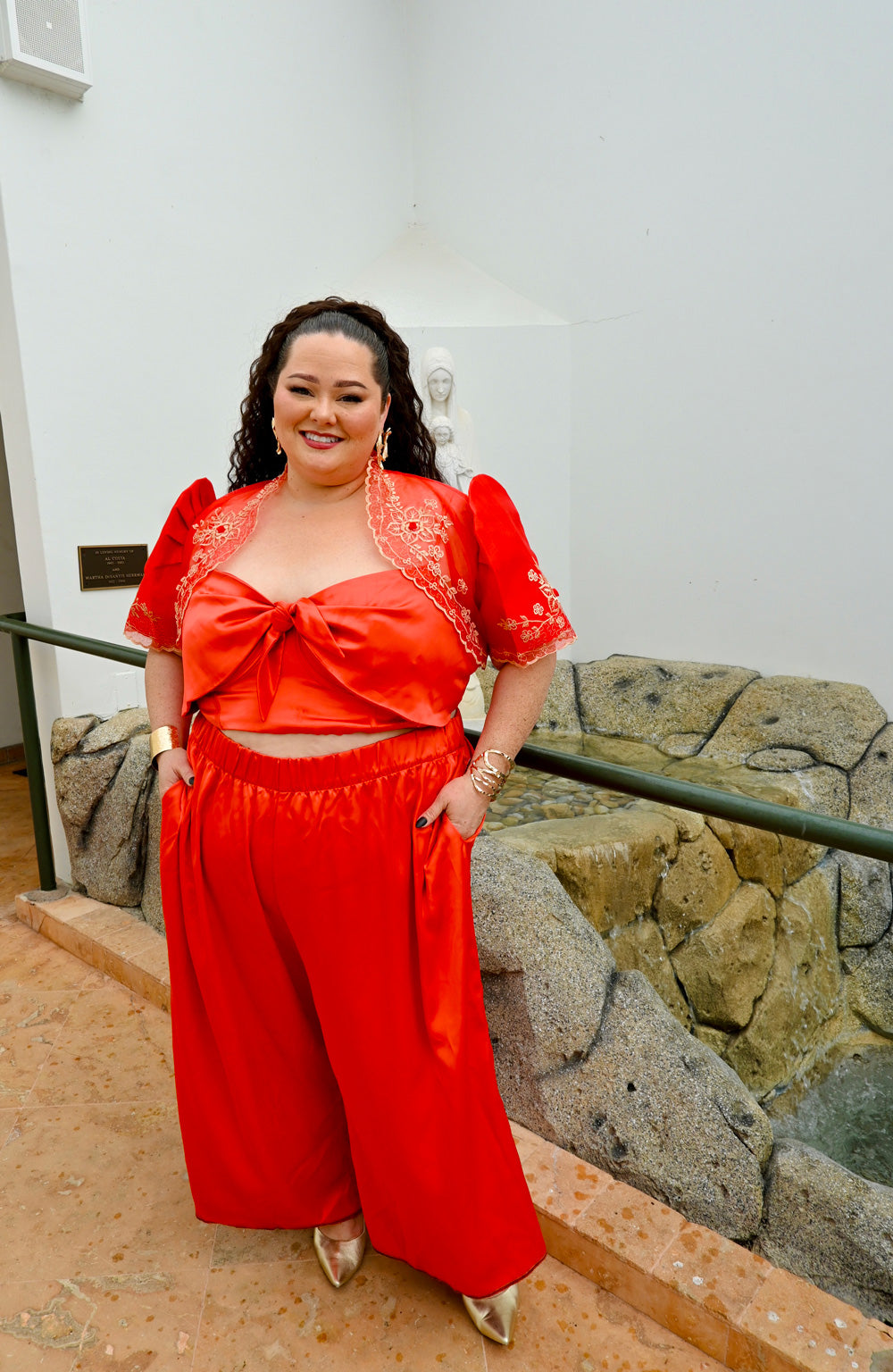 'Luisa' Bolero Filipiniana Sleeves (Red)
