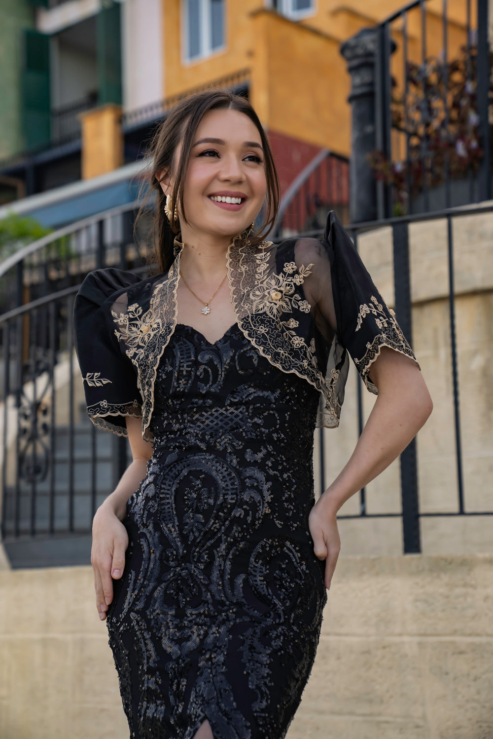 'Mayari' Sequin Mermaid Prom & Formal Gown (Black)