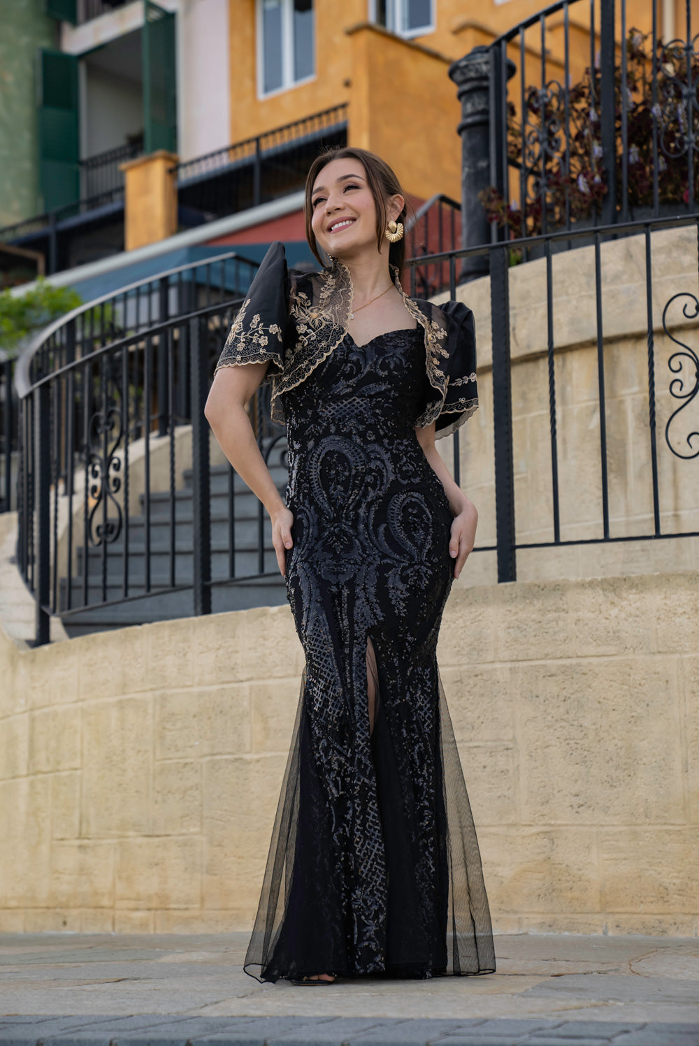 'Mayari' Sequin Mermaid Prom & Formal Gown (Black)