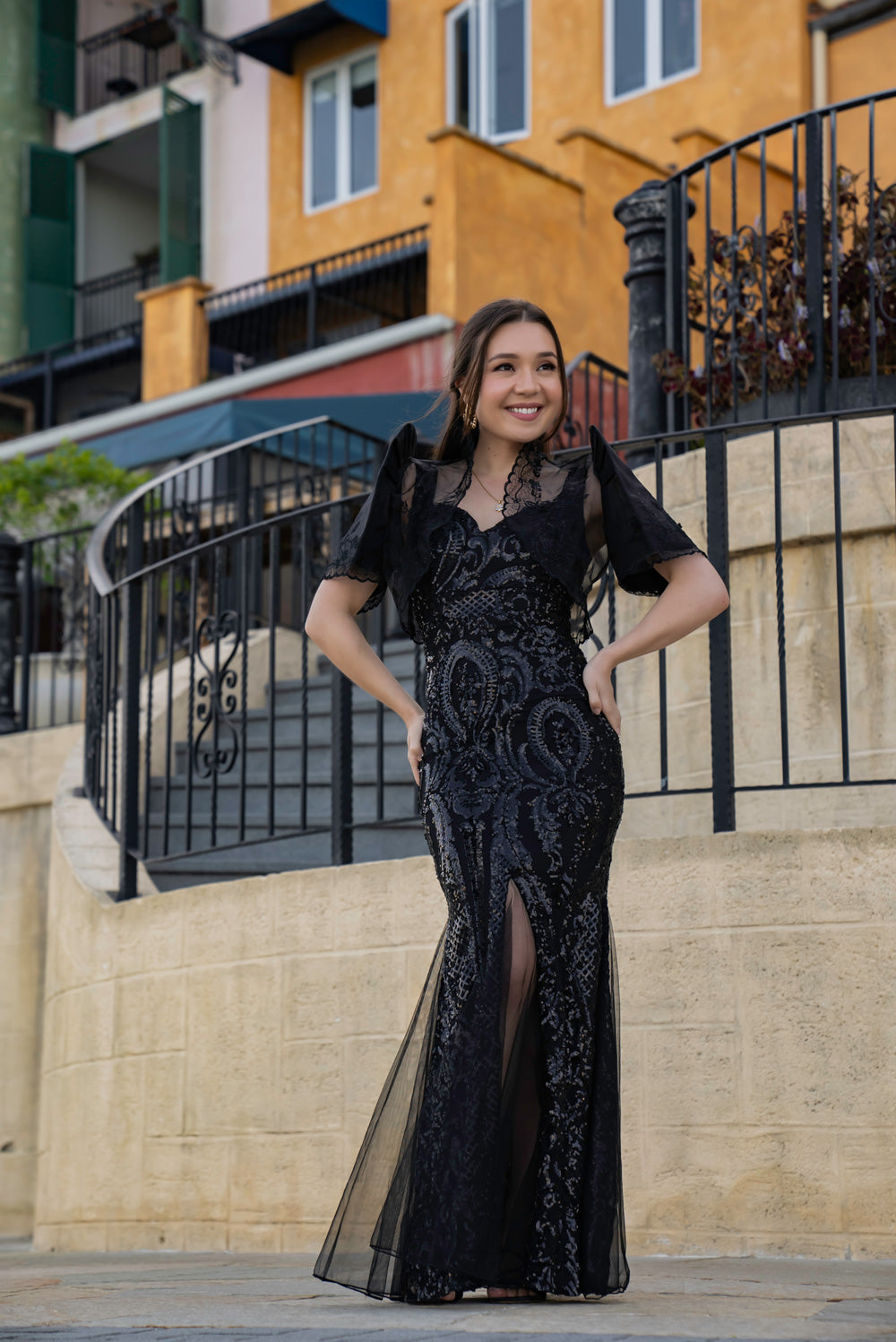 'Mayari' Sequin Mermaid Prom & Formal Gown (Black)