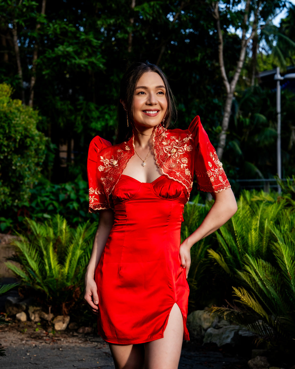 'Luisa' Bolero Filipiniana Sleeves (Red)