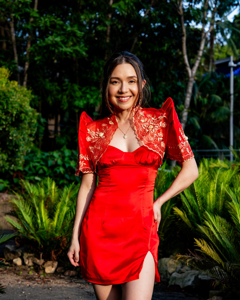 'Luisa' Bolero Filipiniana Sleeves (Red)