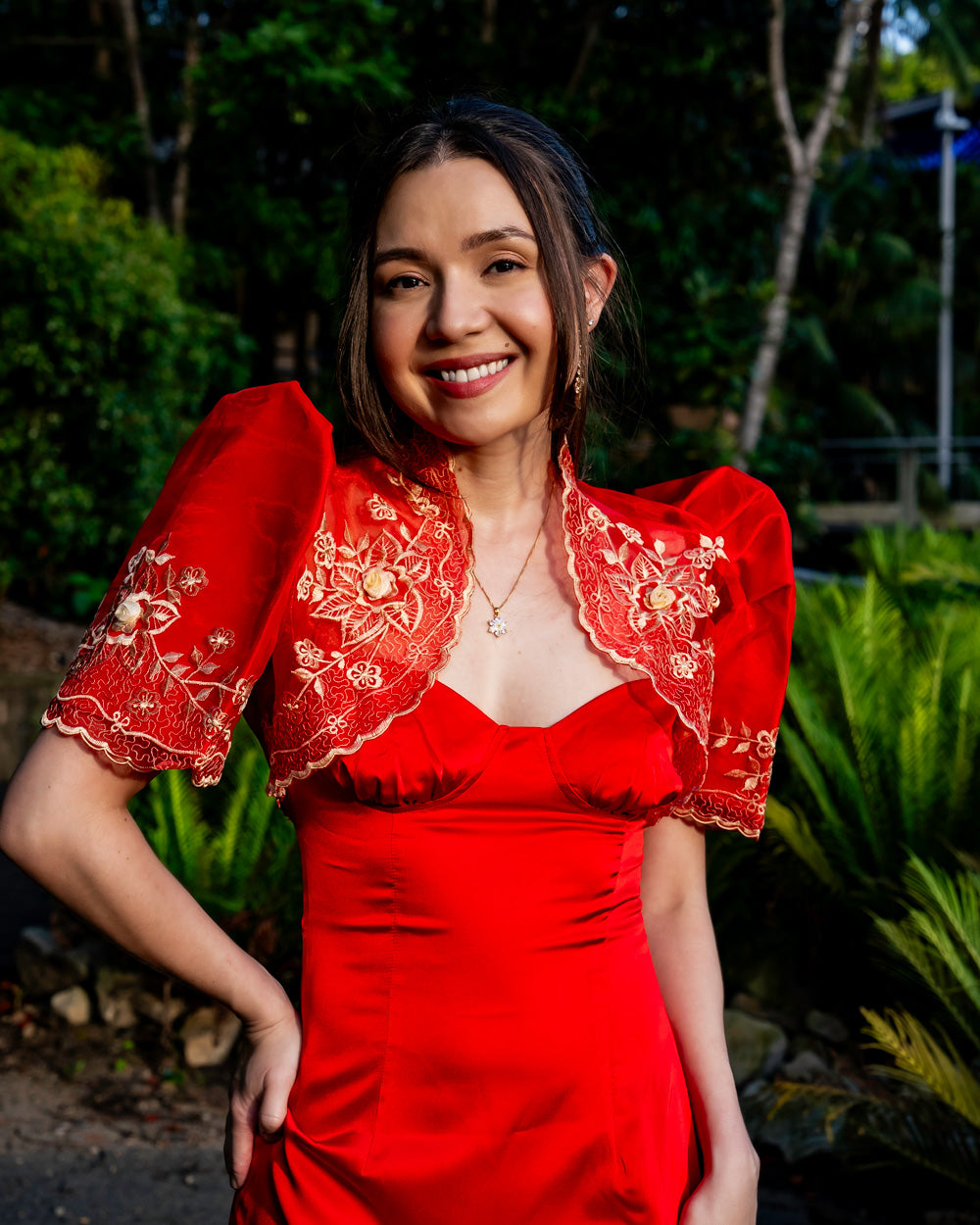 'Luisa' Bolero Filipiniana Sleeves (Red)