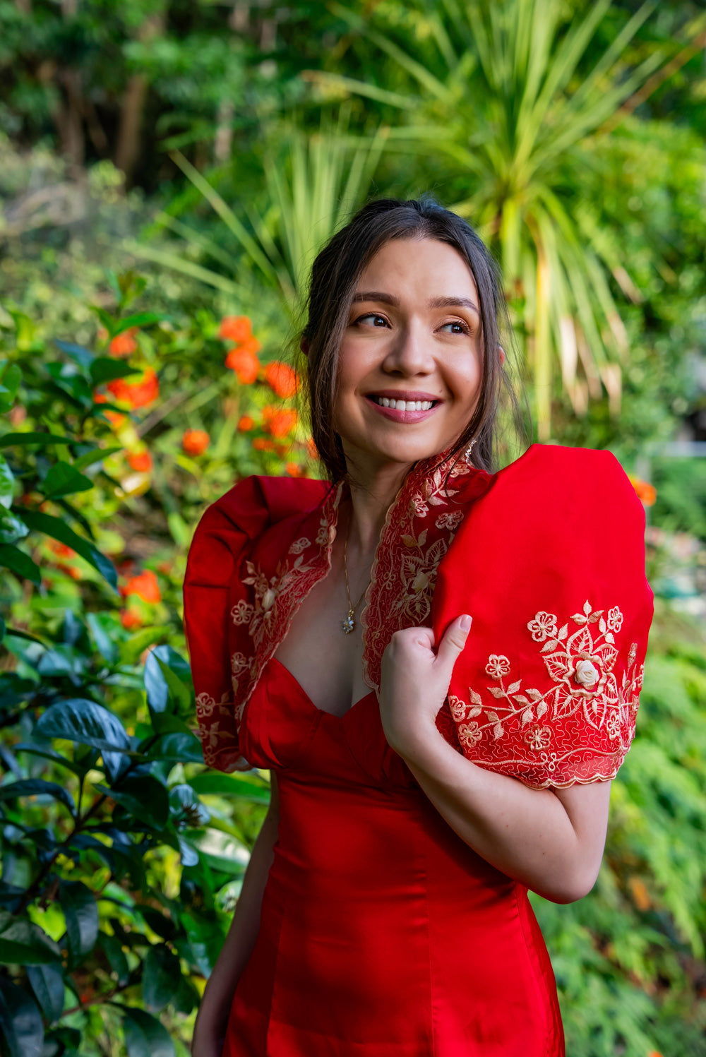 'Luisa' Bolero Filipiniana Sleeves (Red)