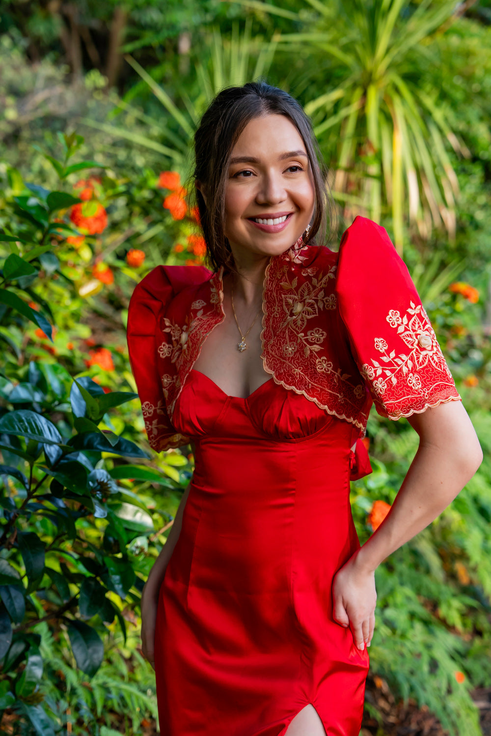 'Luisa' Bolero Filipiniana Sleeves (Red)