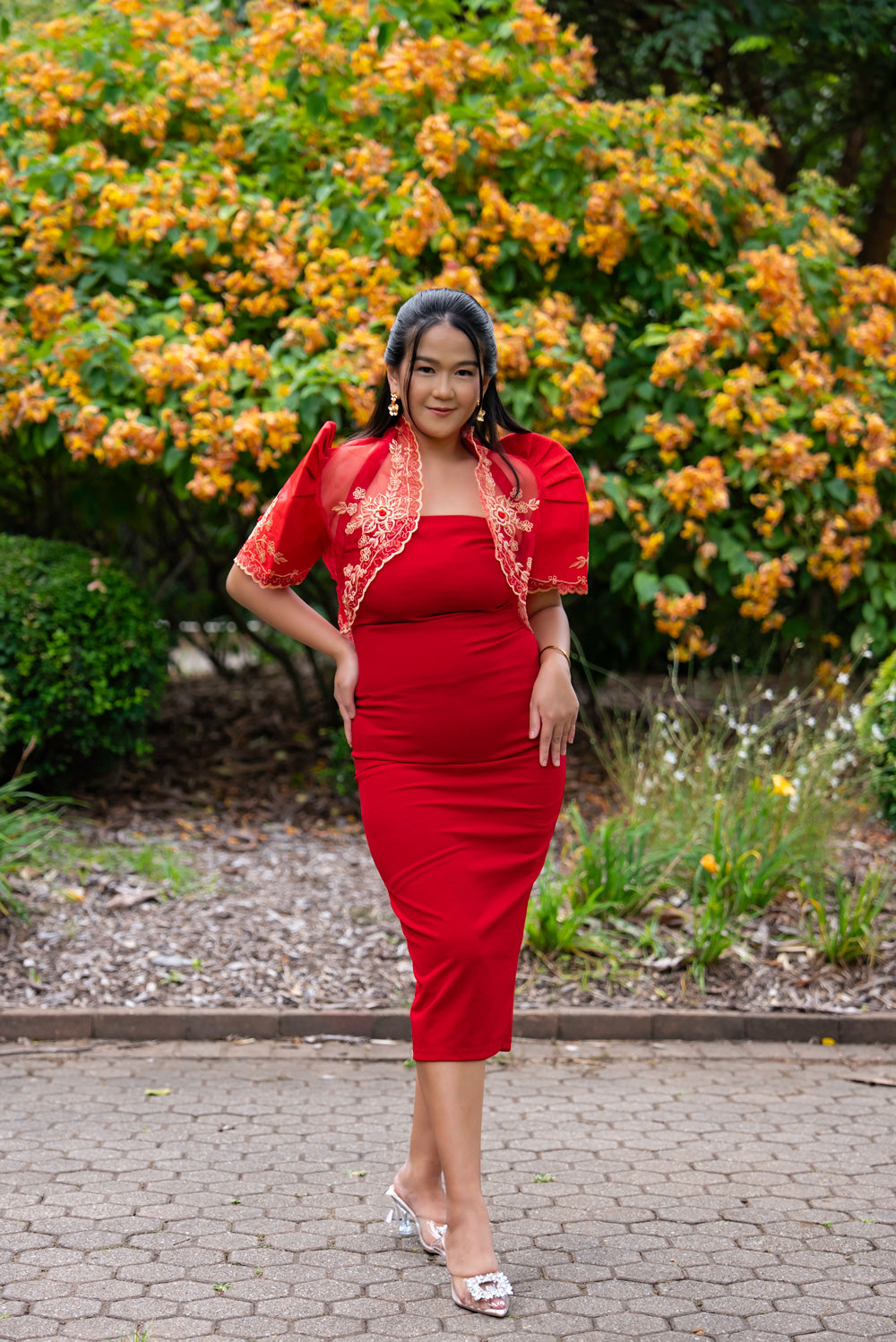 'Luisa' Bolero Filipiniana Sleeves (Red)