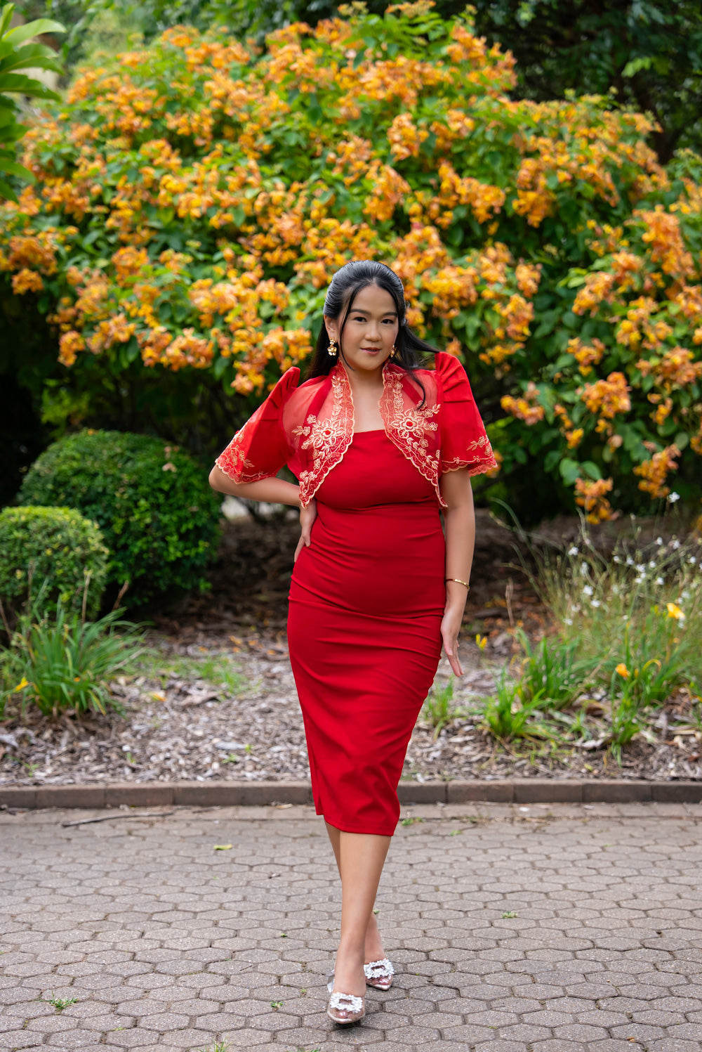 'Luisa' Bolero Filipiniana Sleeves (Red)