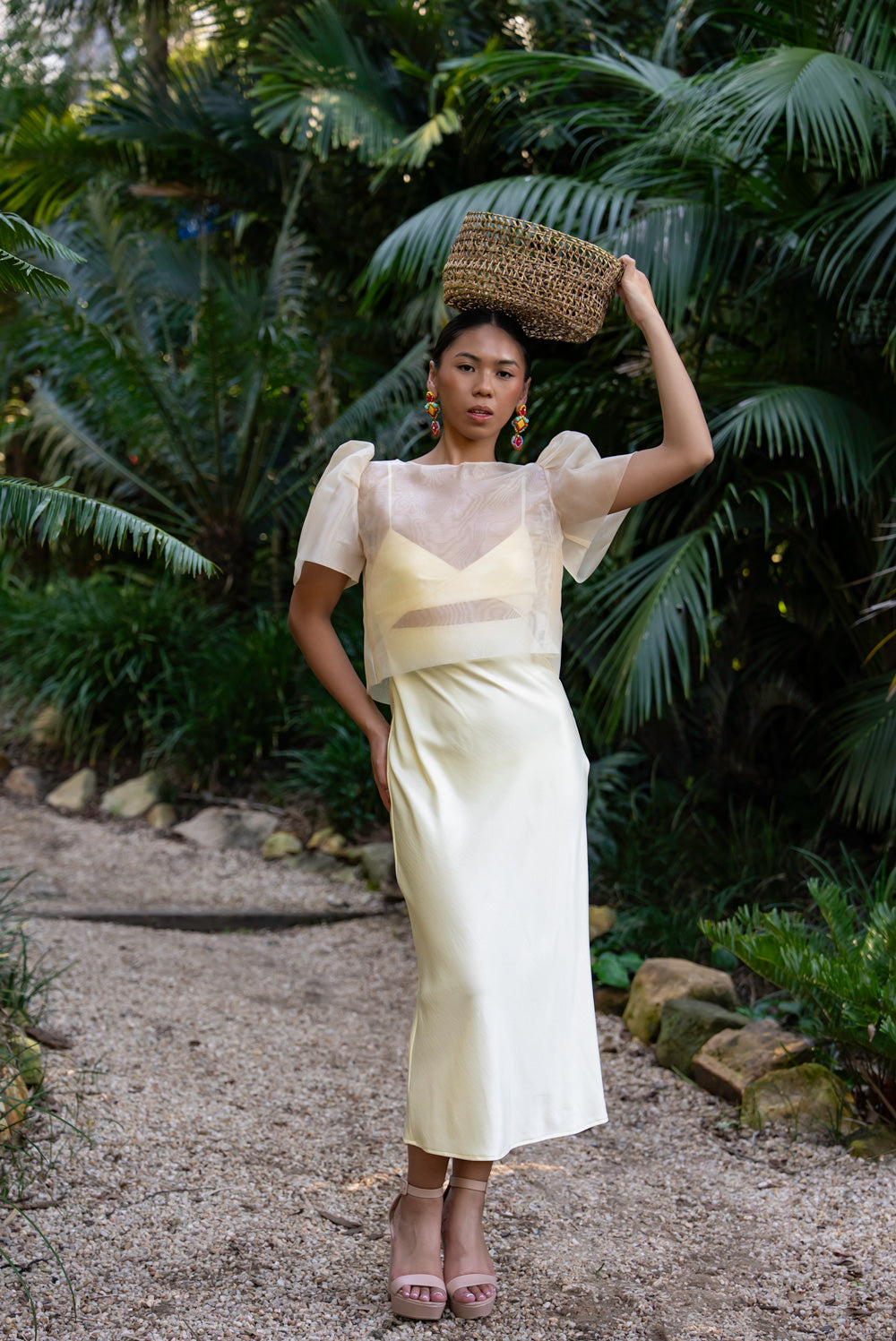 'Dahlia' Ribbon Tie-Up Modern Filipiniana Blouse (Cream)