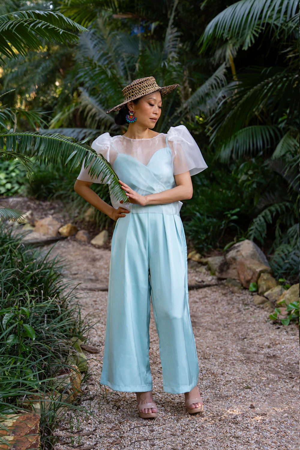 'Dahlia' Ribbon Tie-Up Modern Filipiniana Blouse (Snow White)