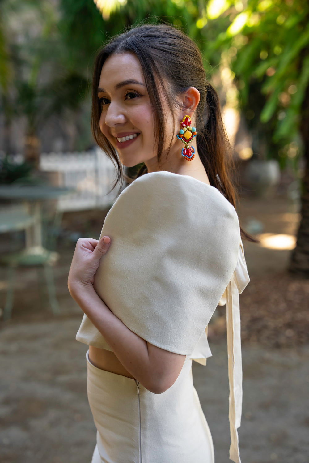 'Nida' Modern Filipiniana Top (Oat)