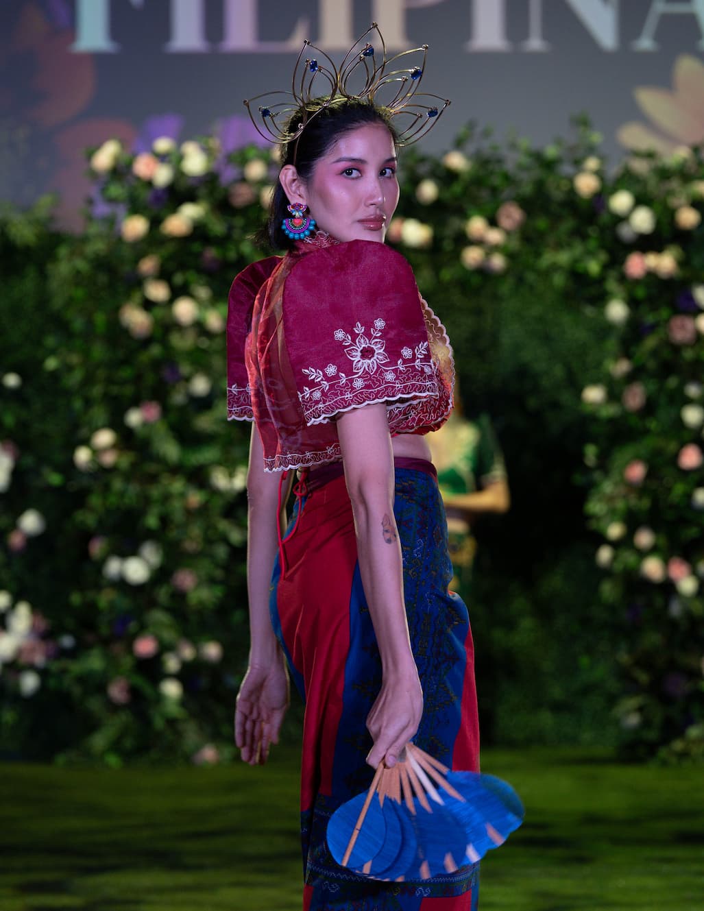 'Luisa' Bolero Filipiniana Sleeves (Burgundy)