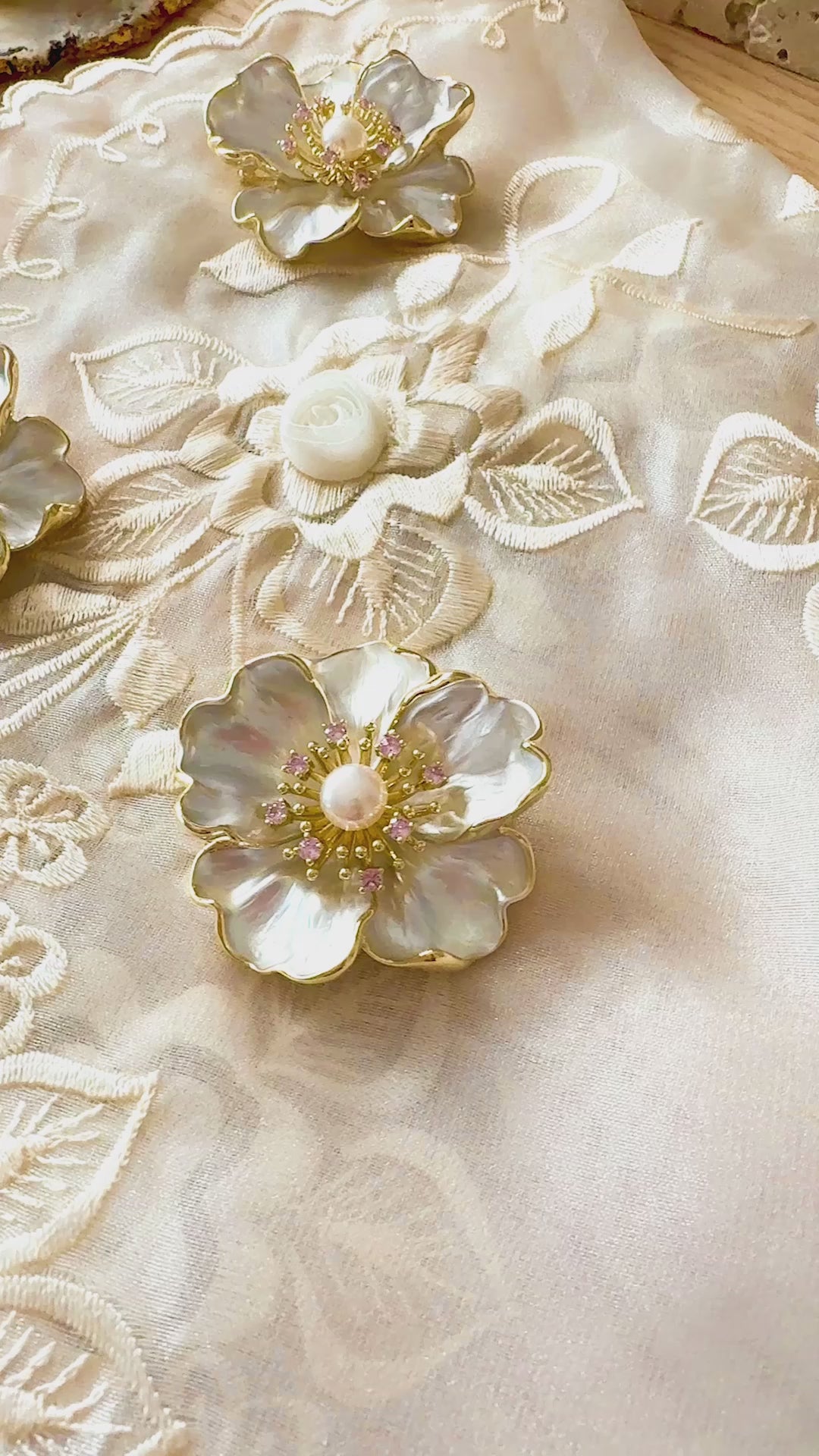 'Bulaklak' 18k Gold Plated Pearl Floral Brooch Pin for Alampay or Panuelo