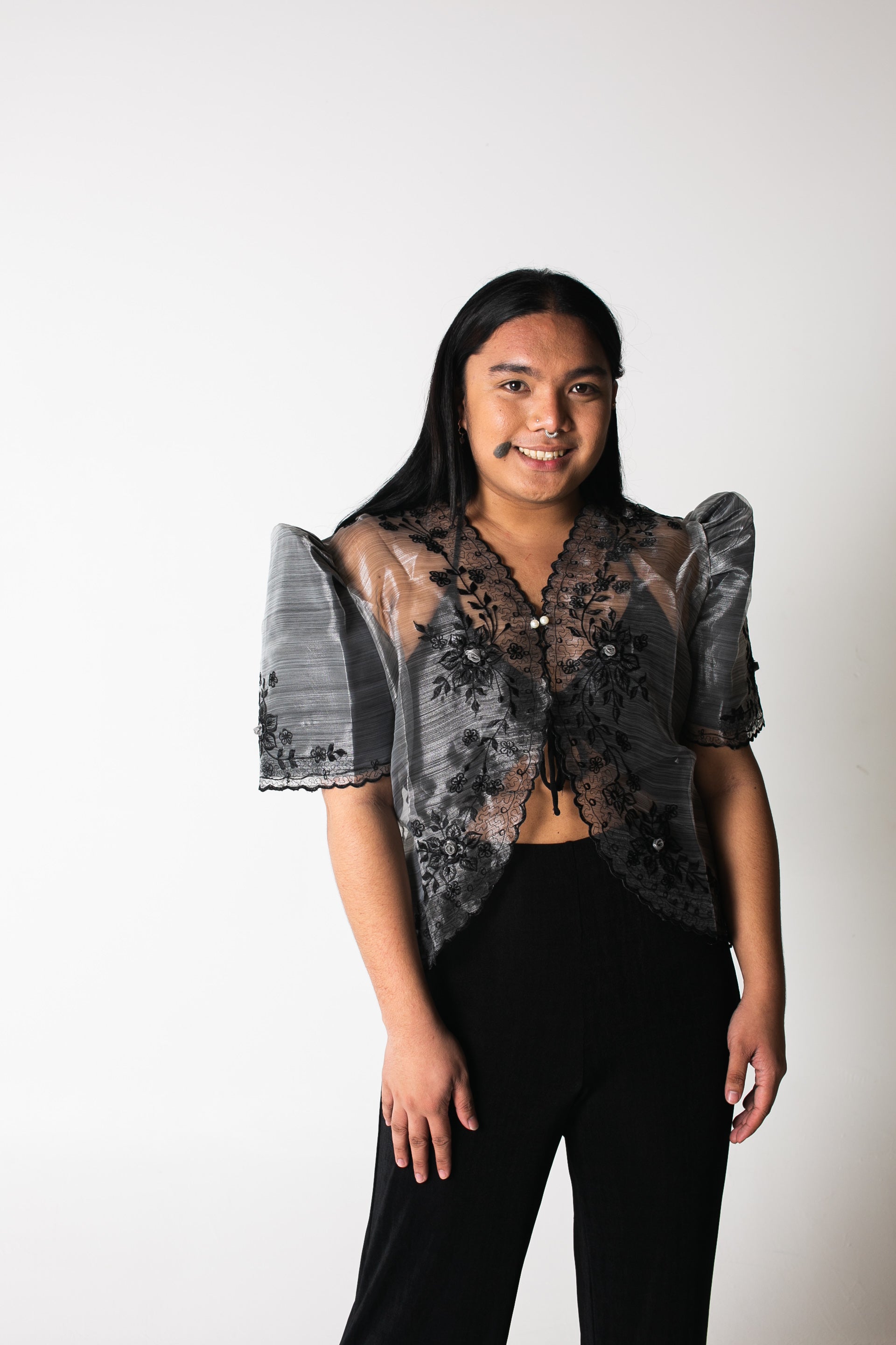 'Tating' Filipiniana Blazer (Grey)