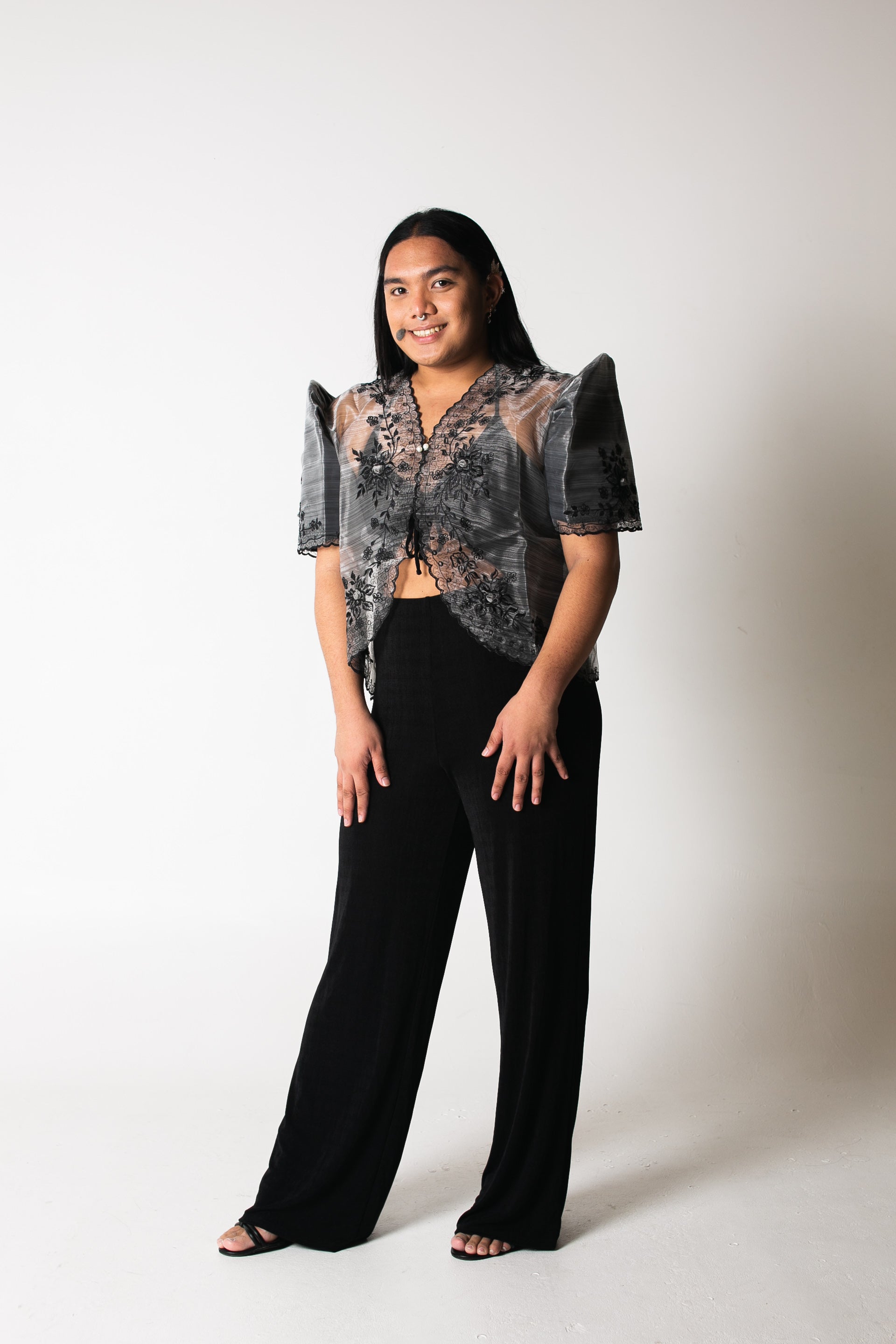 'Tating' Filipiniana Blazer (Grey)