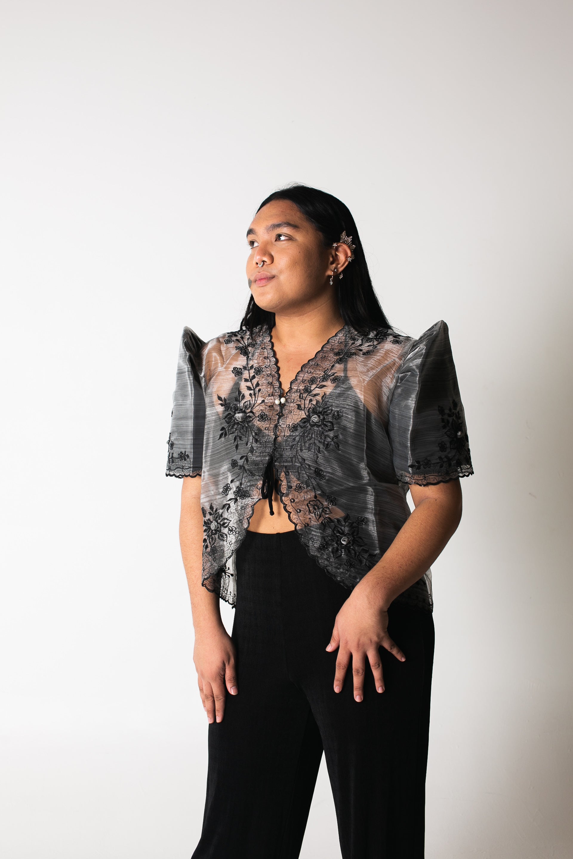 'Tating' Filipiniana Blazer (Grey)