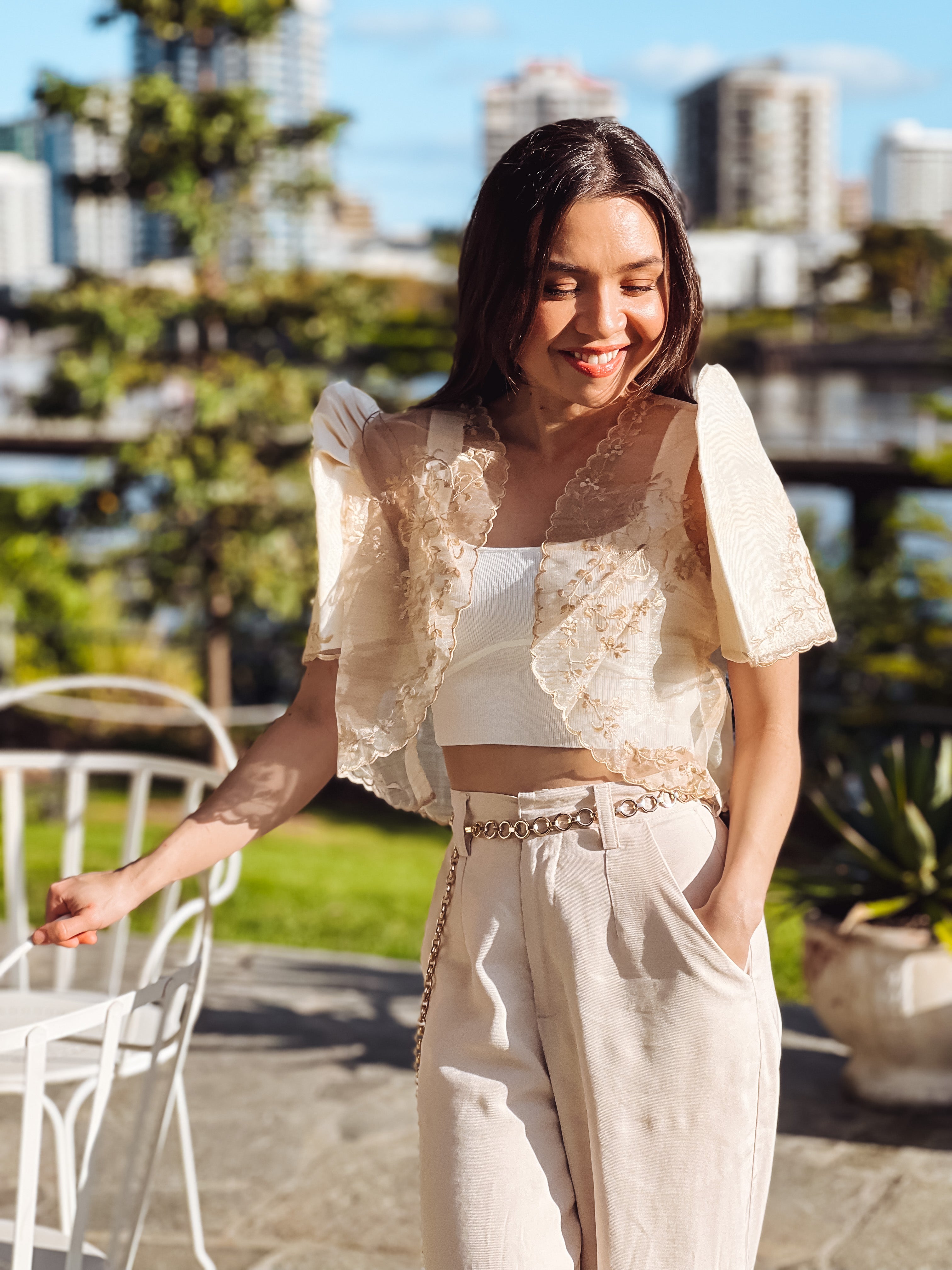 Maria Mestiza Bolero in Cream Authentic Filipiniana Attire
