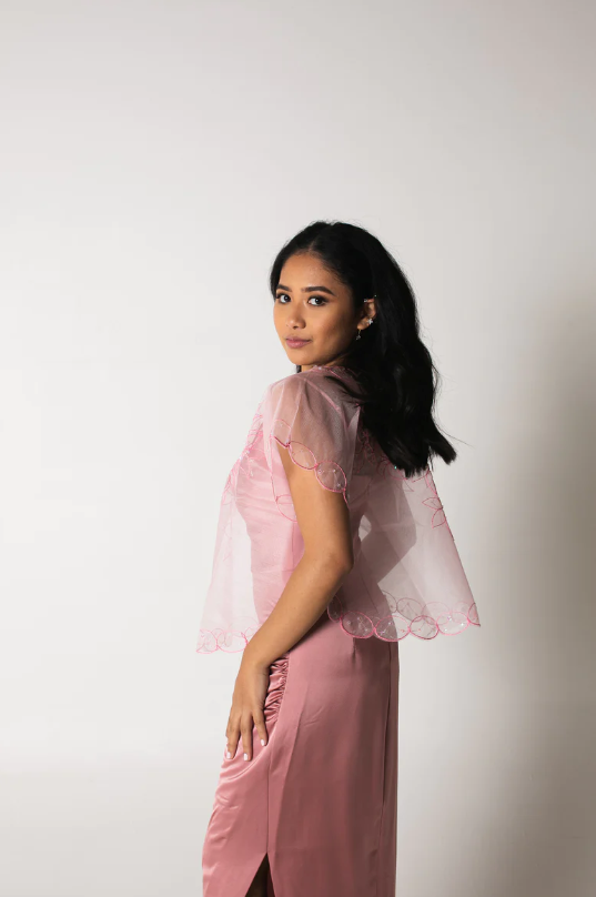 woman dressed in modern filipiniana