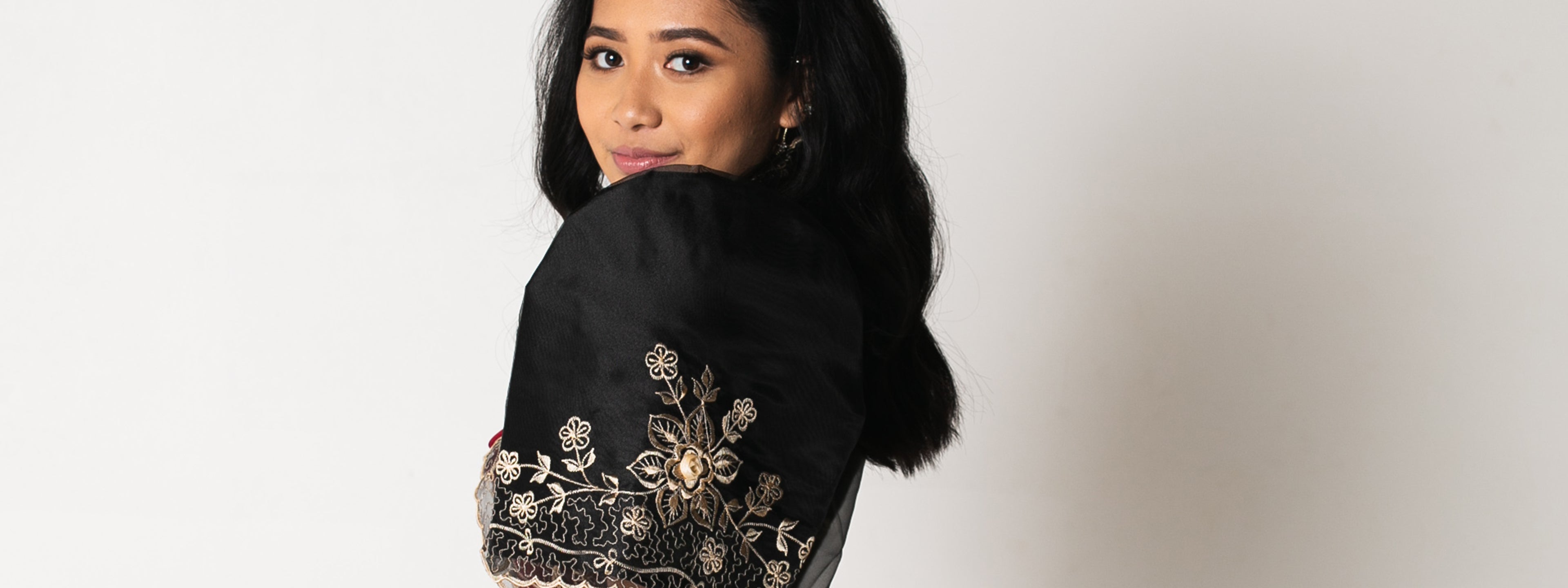 Filipiniana Top Embroidered Long Bolero discount Black Mestiza