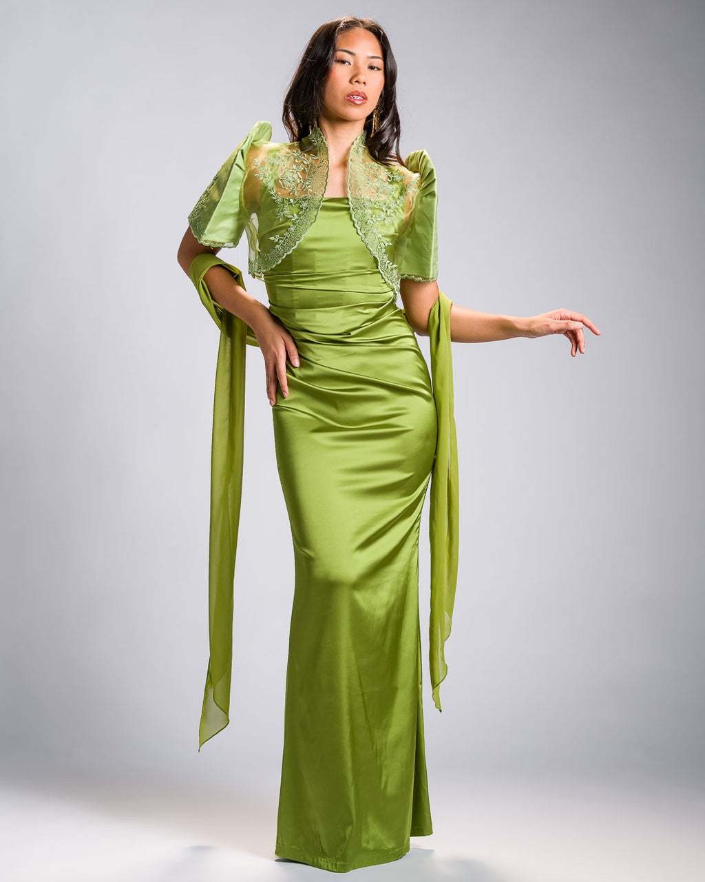 'Nene' Bolero Filipiniana Sleeves (Chartreuse Green)