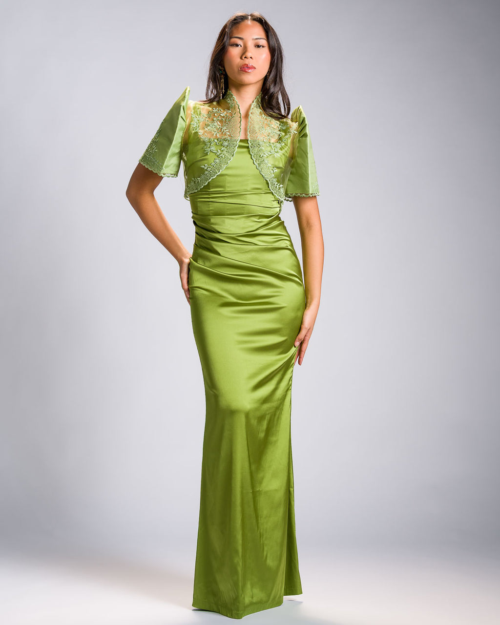 'Nene' Bolero Filipiniana Sleeves (Chartreuse Green)