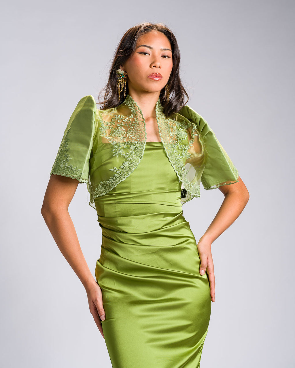 'Nene' Bolero Filipiniana Sleeves (Chartreuse Green)