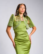 Filipiniana Bolero 'Nene' in Chartreuse Green, side view – Mestiza Filipina