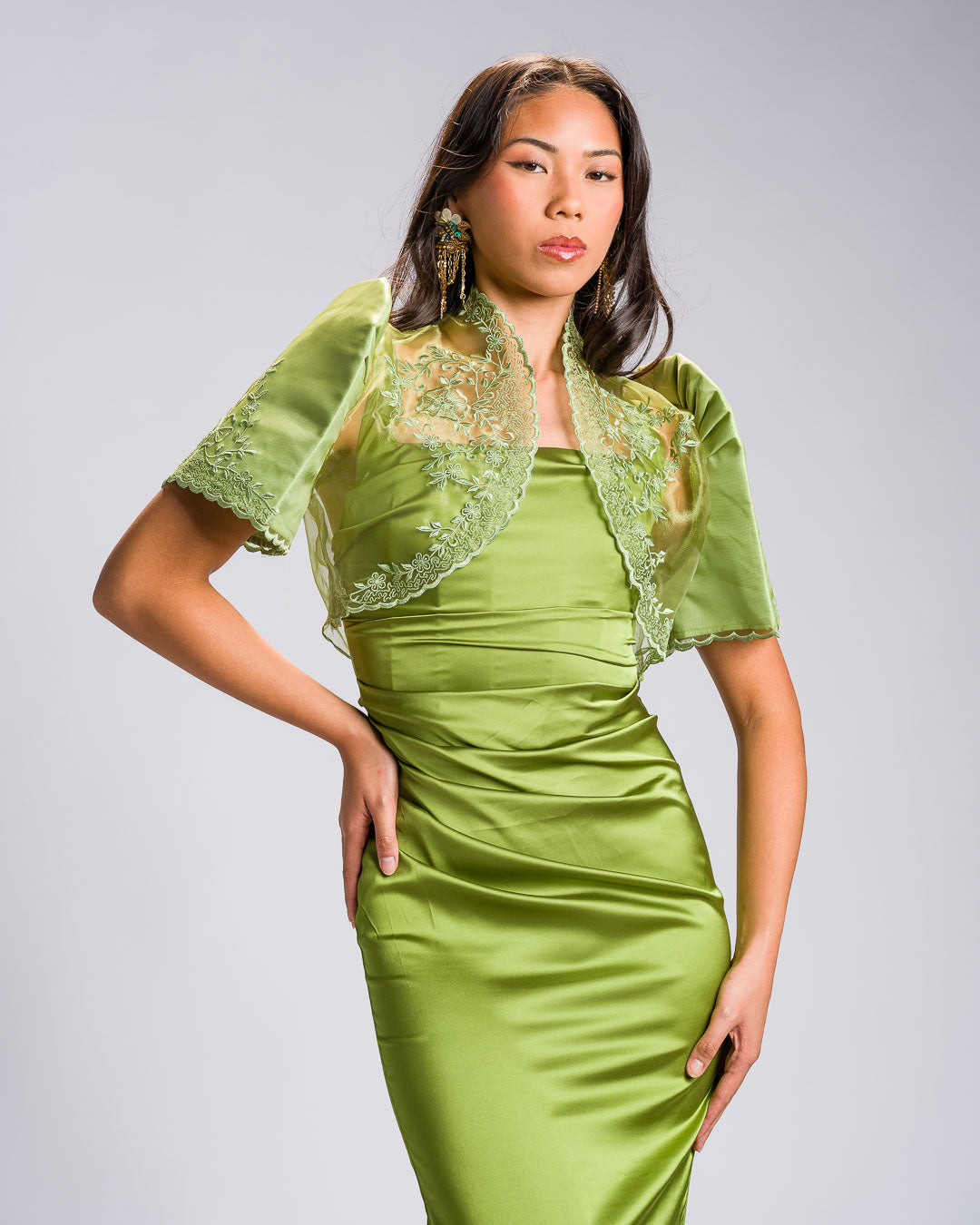 'Nene' Bolero Filipiniana Sleeves (Chartreuse Green)