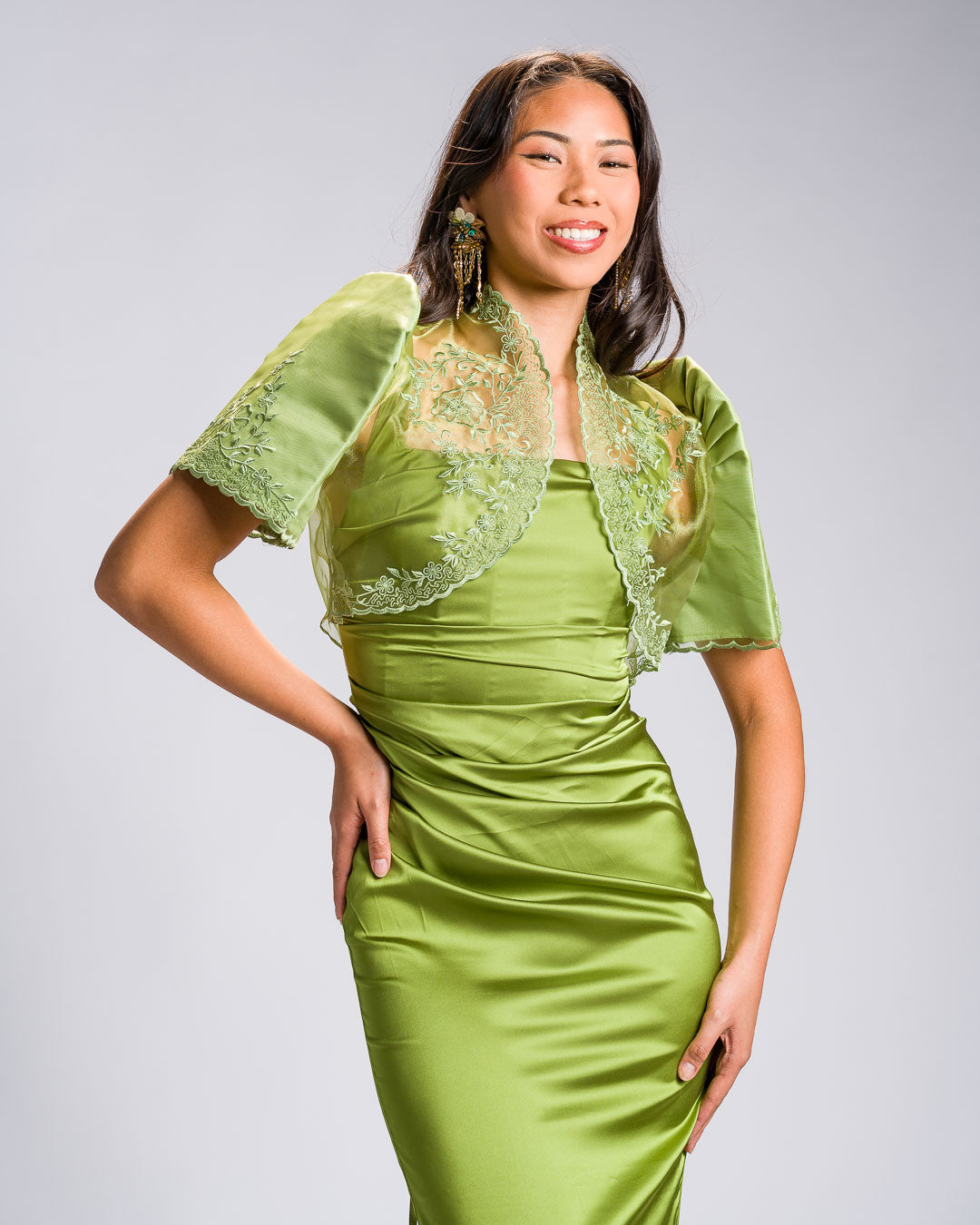 'Nene' Bolero Filipiniana Sleeves (Chartreuse Green)