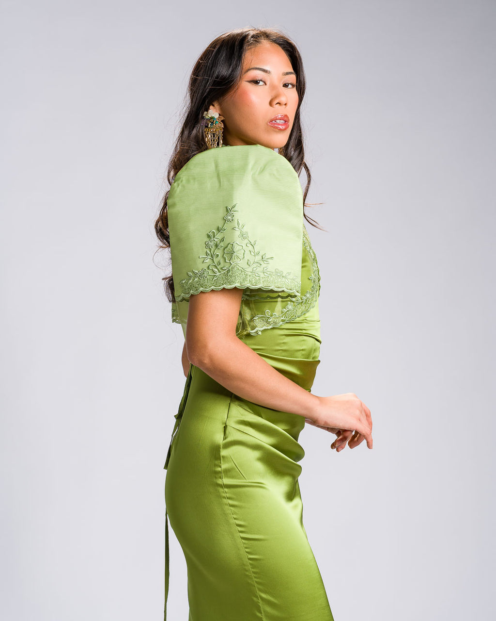 'Nene' Bolero Filipiniana Sleeves (Chartreuse Green)
