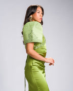 Filipiniana Bolero 'Nene' in Chartreuse Green, styled look – Mestiza Filipina