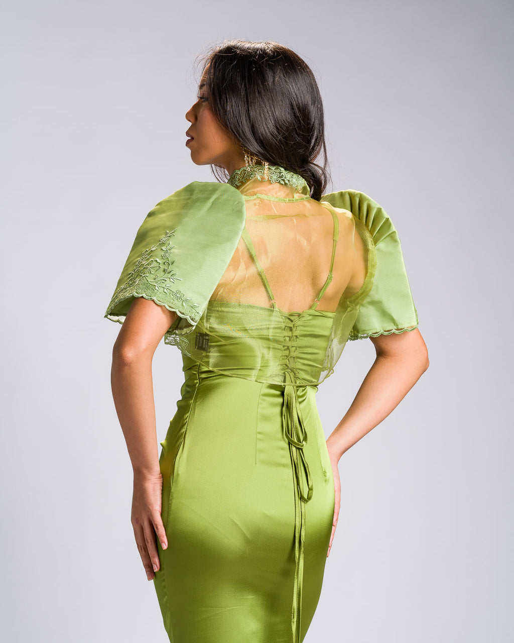 'Nene' Bolero Filipiniana Sleeves (Chartreuse Green)