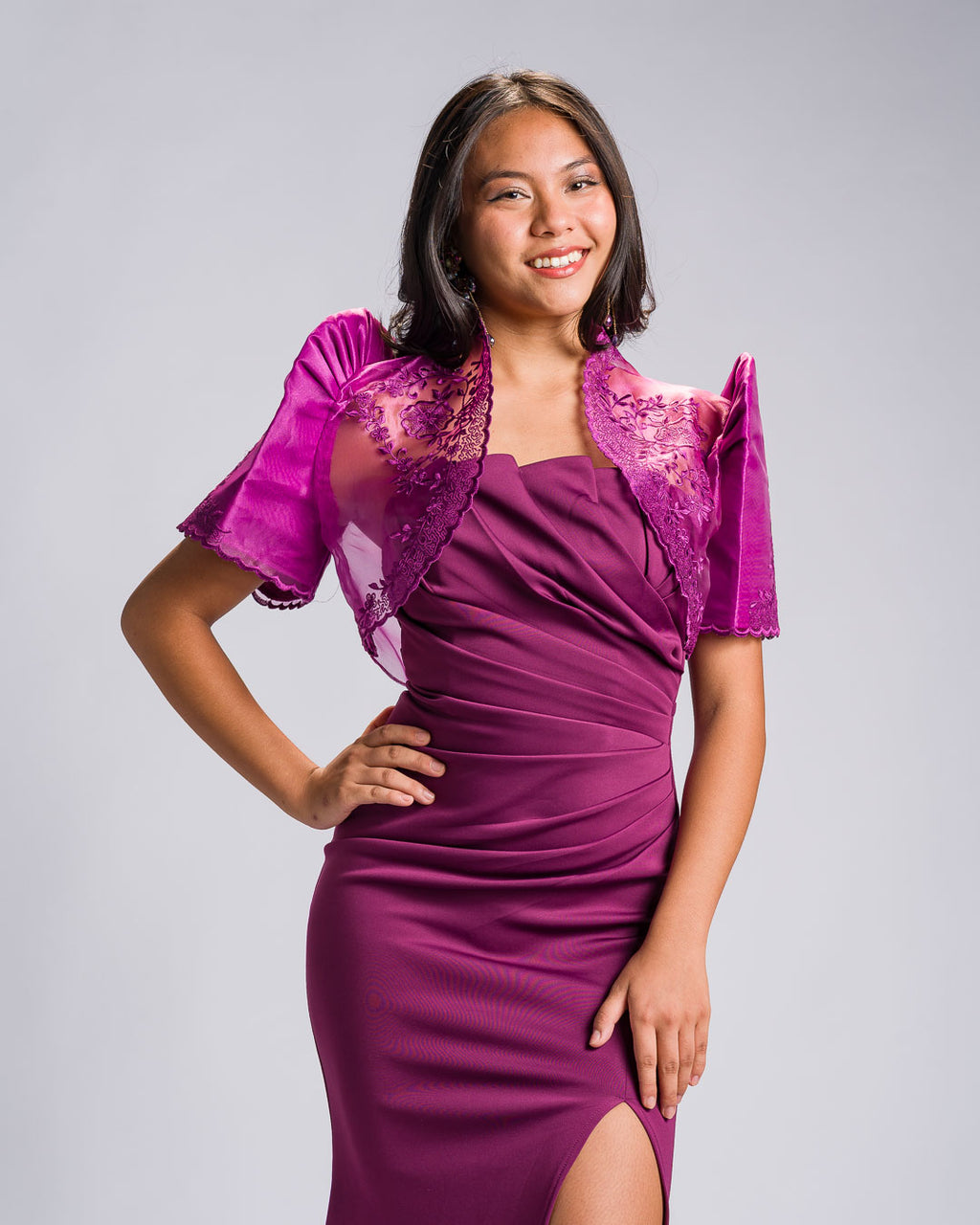 'Nene' Bolero Filipiniana Sleeves (Fuchsia Plum)
