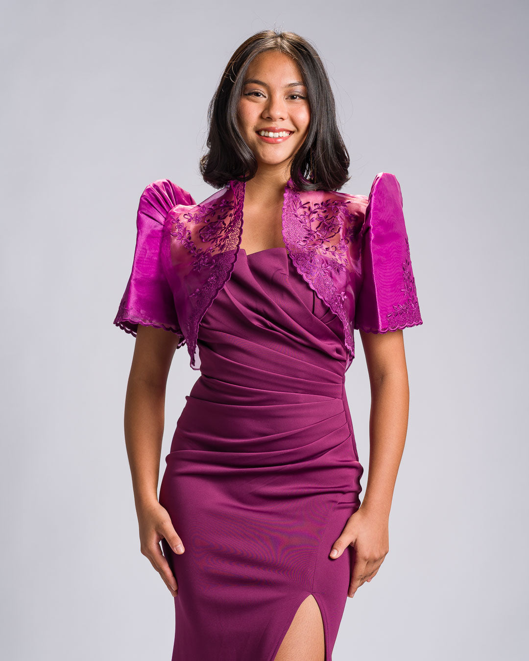 'Nene' Bolero Filipiniana Sleeves (Fuchsia Plum)