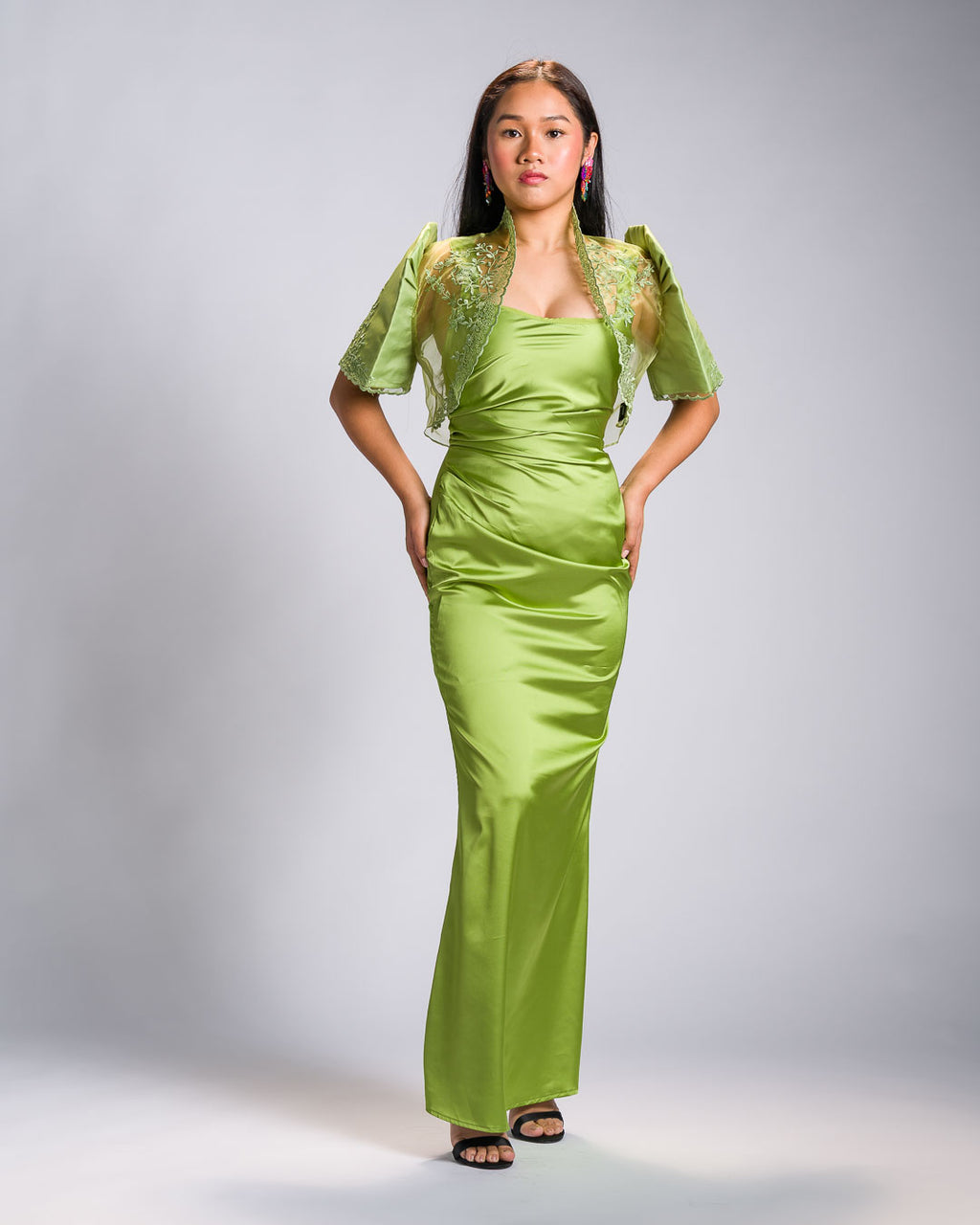 'Nene' Bolero Filipiniana Sleeves (Chartreuse Green)