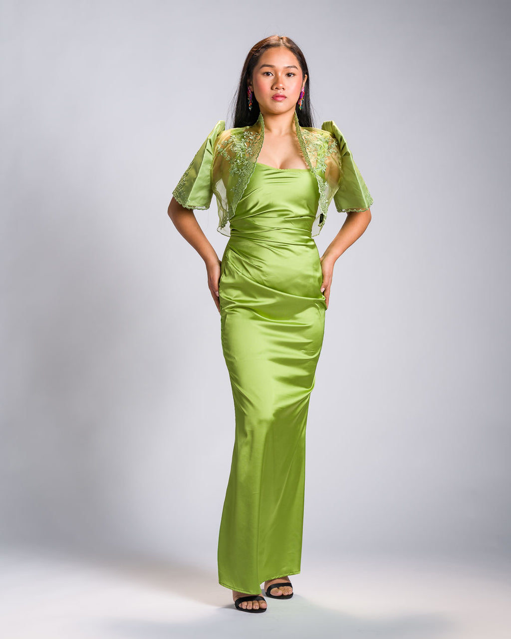 'Nene' Bolero Filipiniana Sleeves (Chartreuse Green)