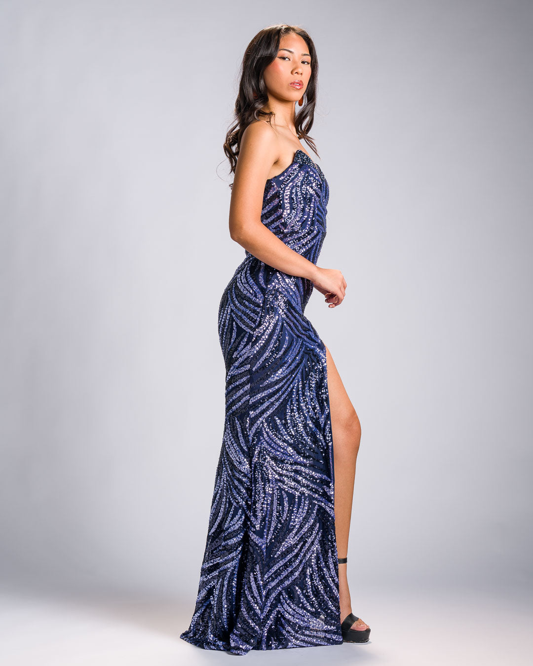 'Tala' Sequin Prom & Formal Gown (Midnight Blue)