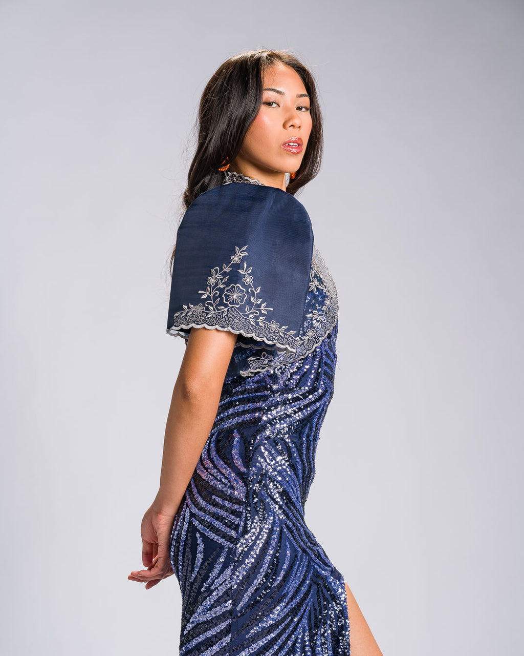 'Nene' Bolero Filipiniana Sleeves (Midnight Blue)
