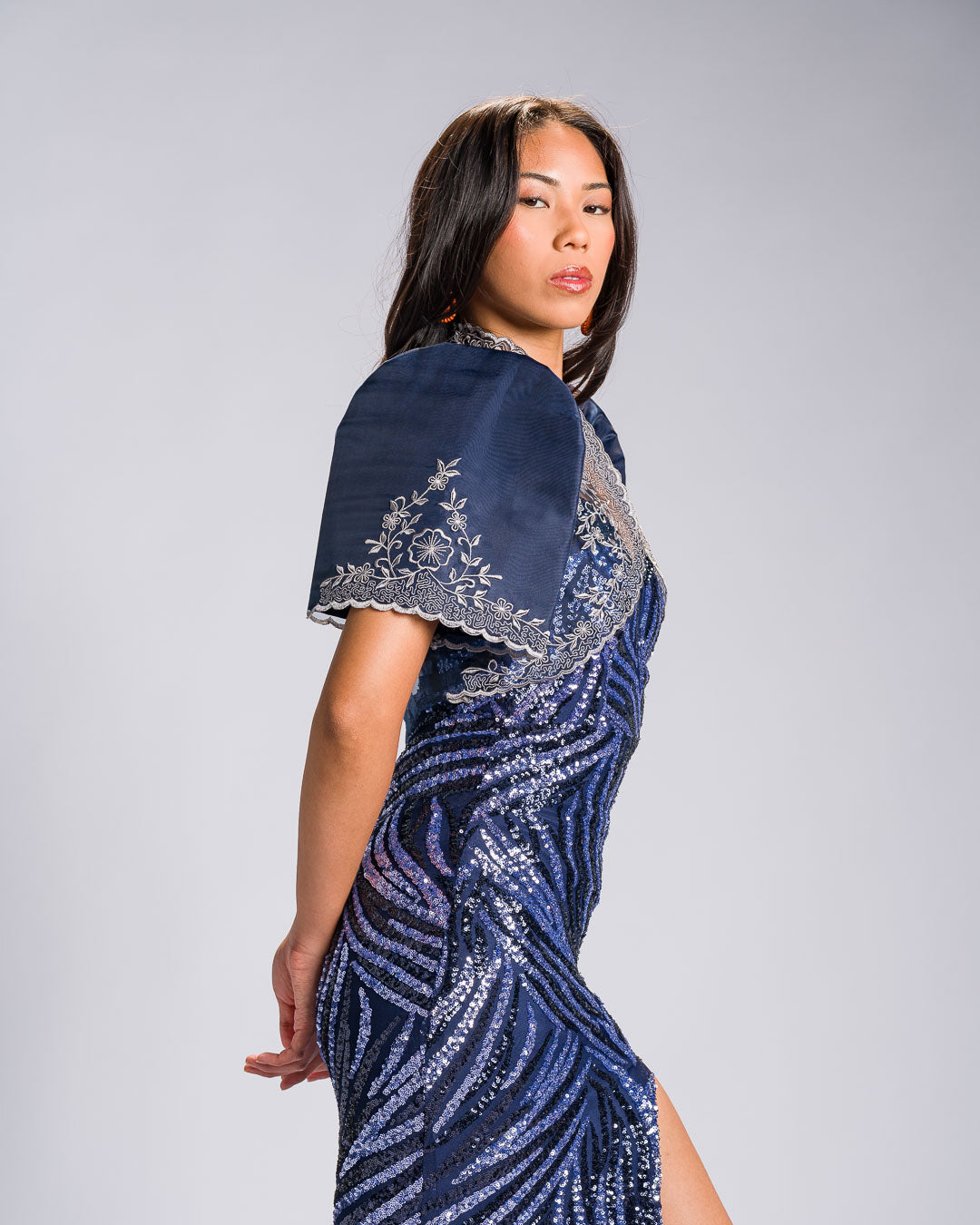 'Nene' Bolero Filipiniana Sleeves (Midnight Blue)
