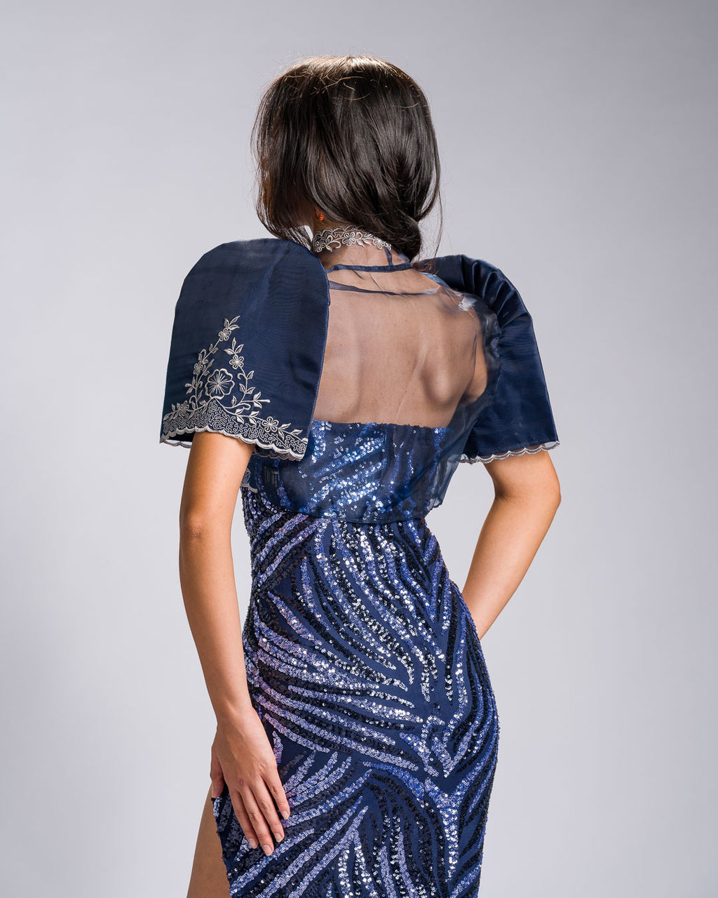 'Nene' Bolero Filipiniana Sleeves (Midnight Blue)