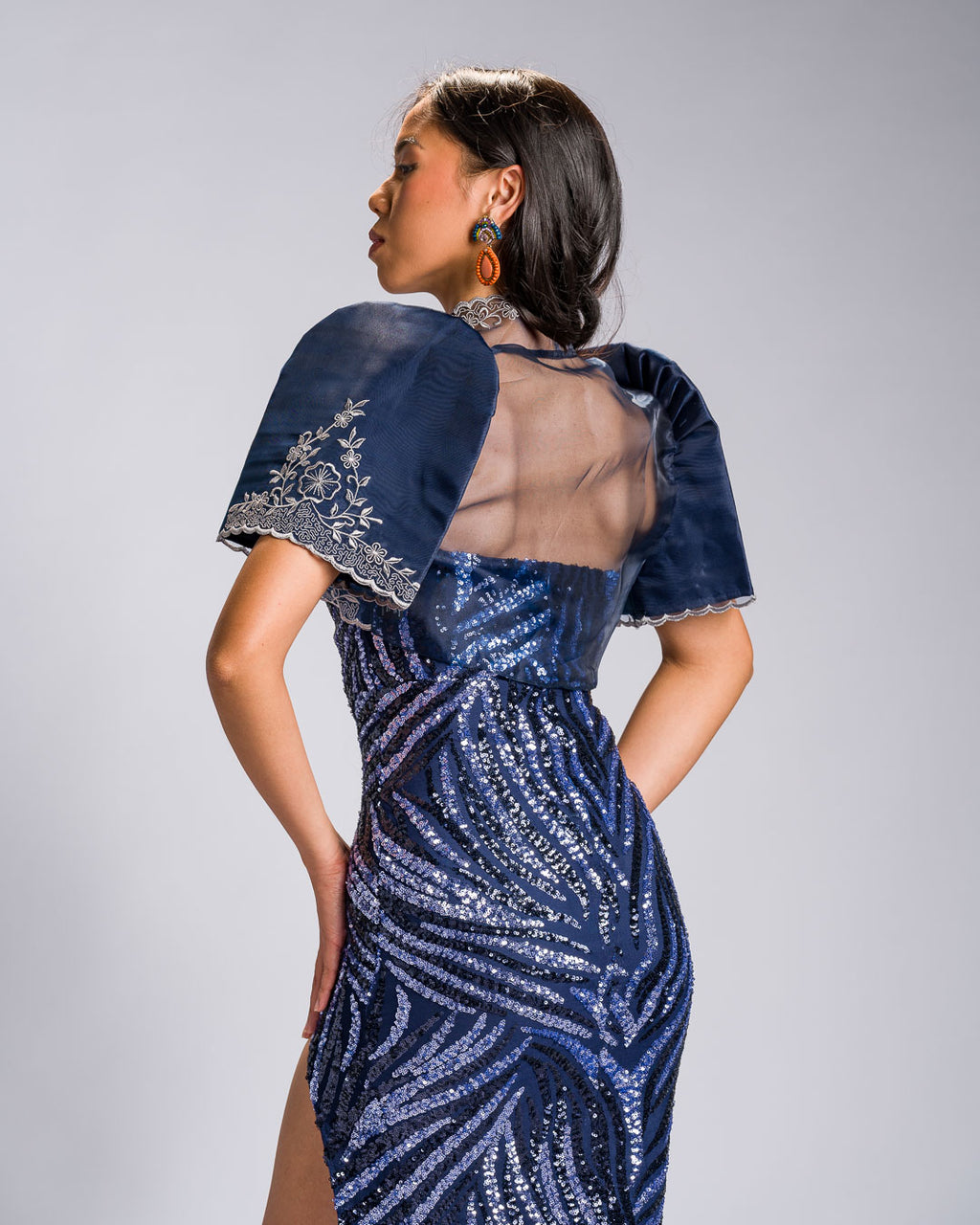 'Nene' Bolero Filipiniana Sleeves (Midnight Blue)