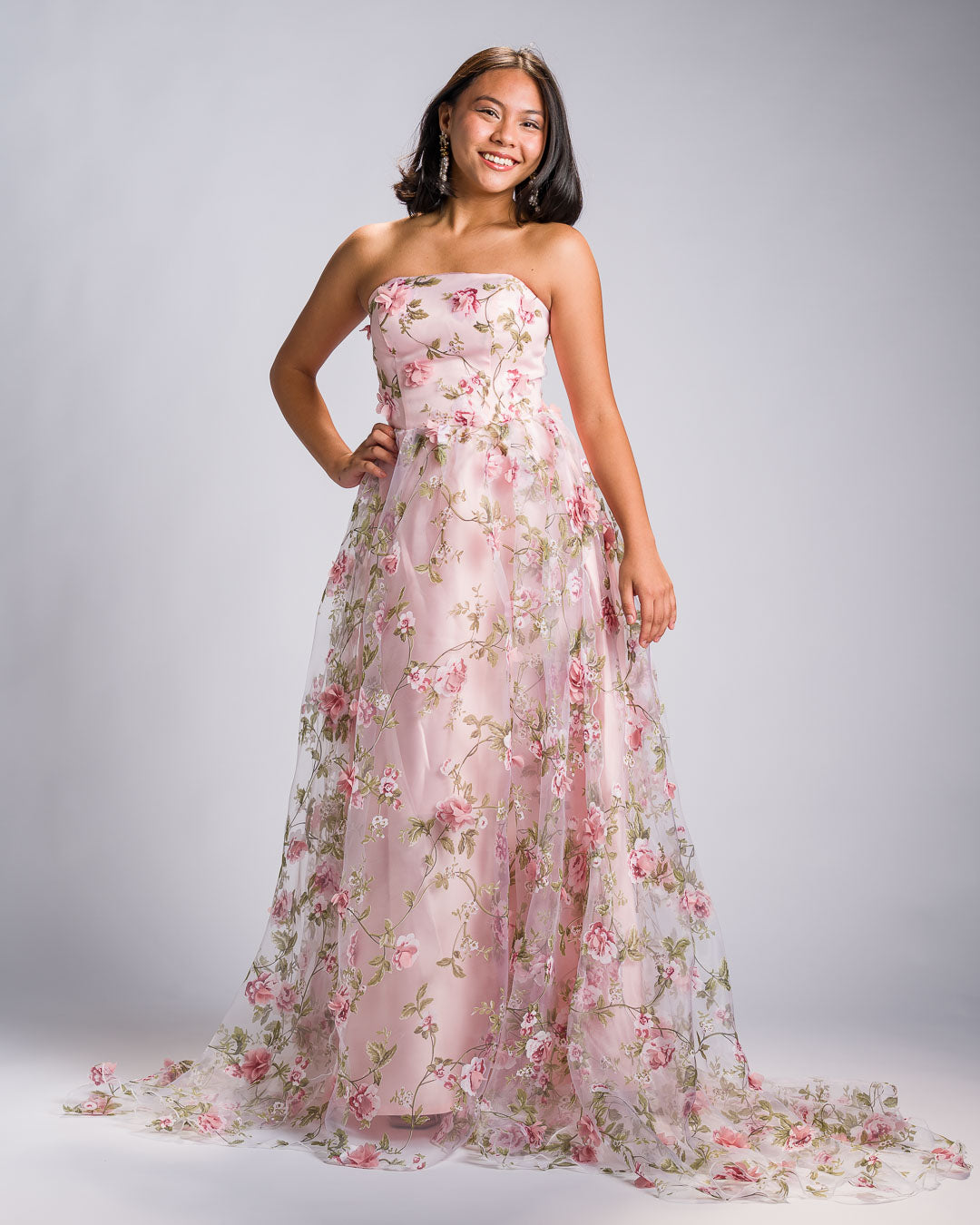 Filipiniana 'Florisa' in Peony Pink, back view – Mestiza Filipina