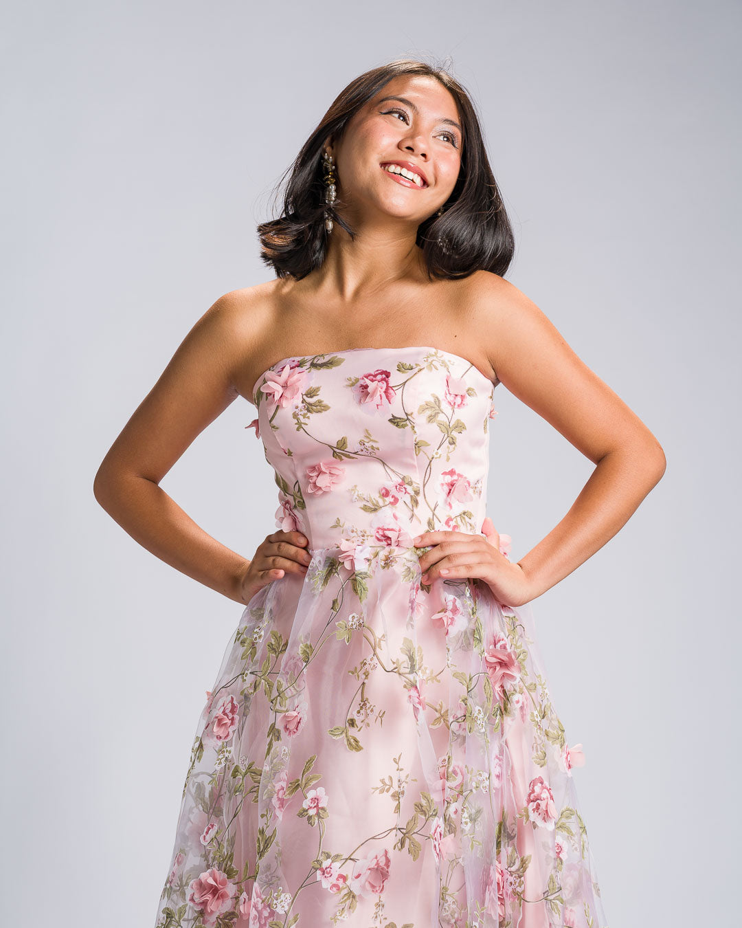 Filipiniana 'Florisa' in Peony Pink, front view – Mestiza Filipina