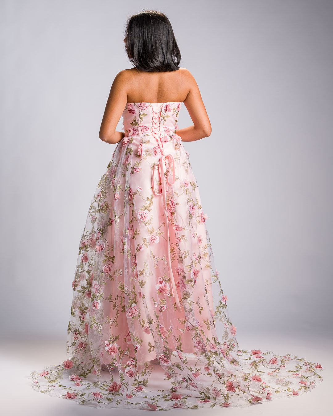 Filipiniana 'Florisa' in Peony Pink, detail view – Mestiza Filipina