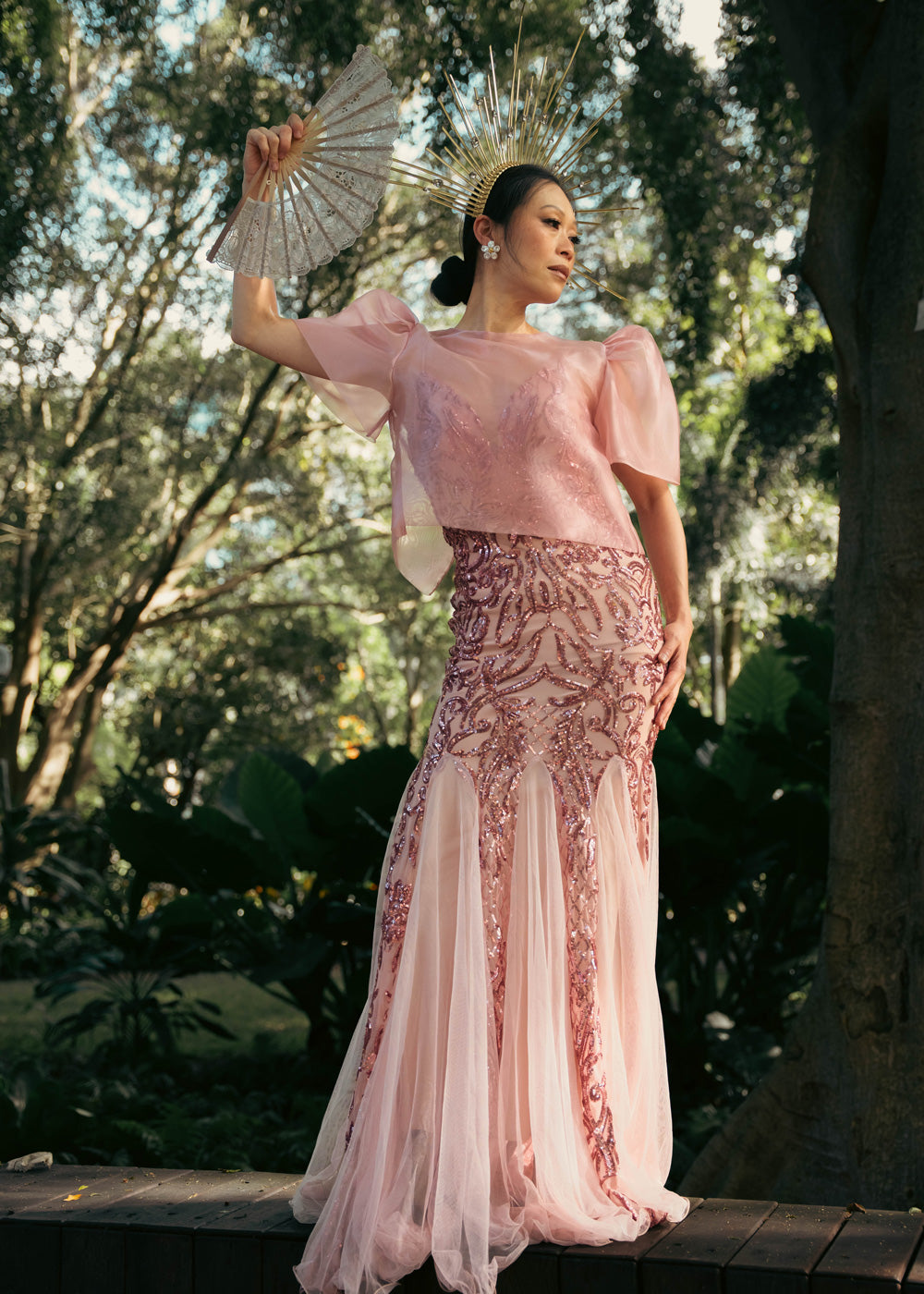 Dahlia Ribbon Tie-Up Blouse (Dusty Rose)